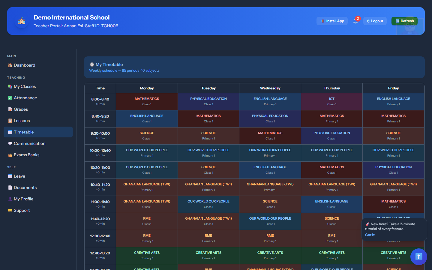 Timetable - SchTrack screenshot